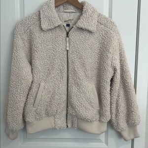Universal Thread Cream Teddy Jacket Plush Fleece Bomber